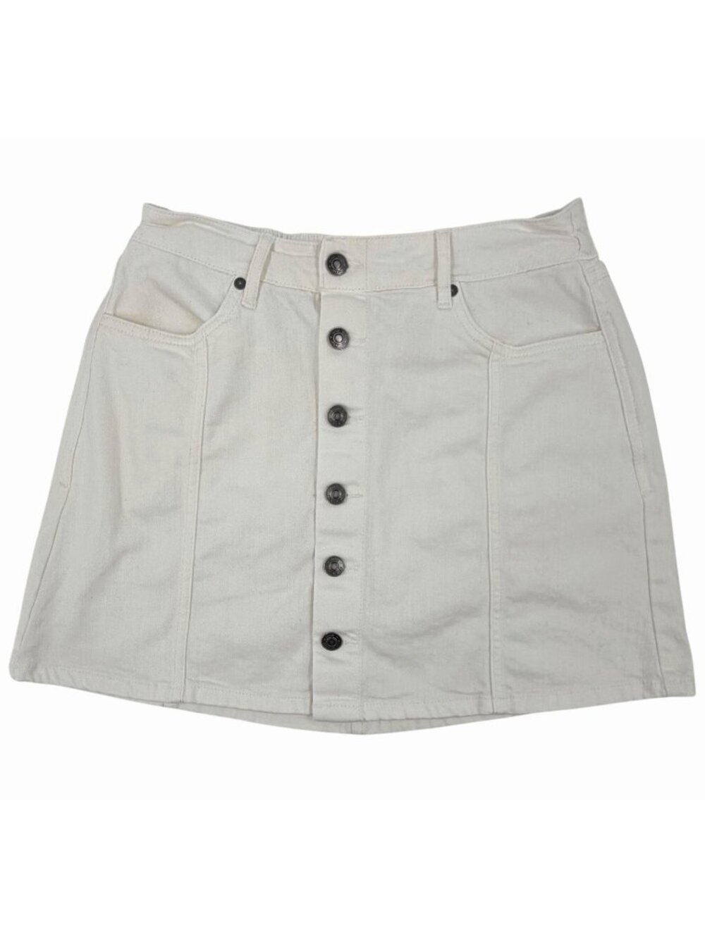 AERIE Women's White A-Line Button Front Mini Skirt Medium
